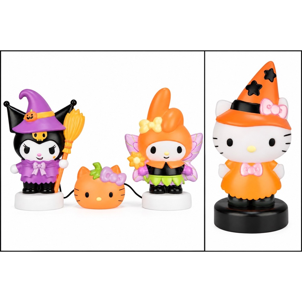 Sanrio Hello Kitty Kuromi My Melody Halloween Lighted Decor 12in Set of 4